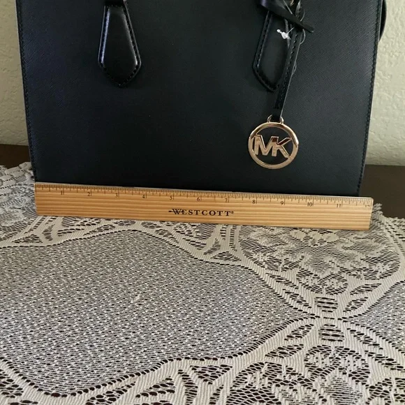NEW Michael Kors Black Satchel with Gold Accents - Picture 4 of 5